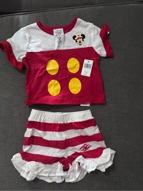 Disney Girls' Red, White & Yellow Minnie Two-Piece Set